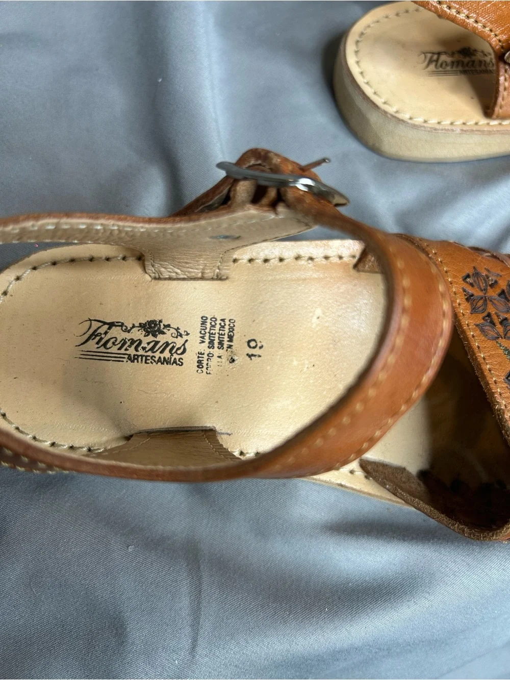 Floman’s Handmade Mexican Leather Huaraches for Girls in Tan Size 12